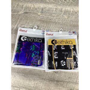 Ethika Mens Staple Boxer Briefs 2-Pack Comfortable Stretch Fit Bold Designs S